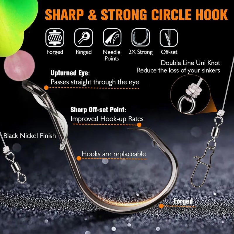 Dovesun 10PCS/4PCS Pompano Rigs for Surf Fishing Unique T-Knot Strong Pre-Rigged Pompano Rigs Saltwater with Circle Hooks - Image 4
